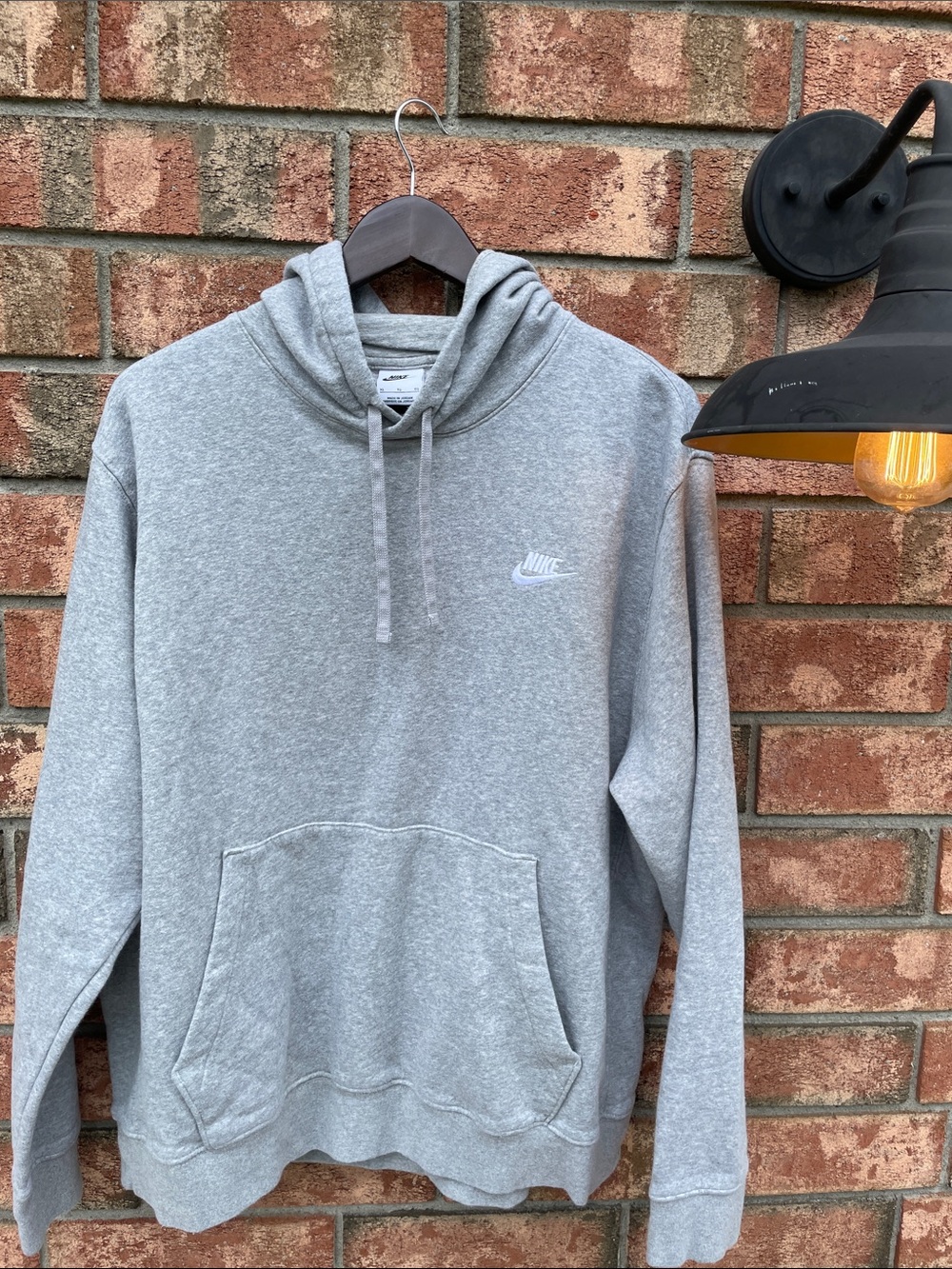 Nike Light Gray Pullover Hoodie with Small Logo